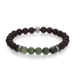 Bracelet - Matt Black Onyx and Moss Agate