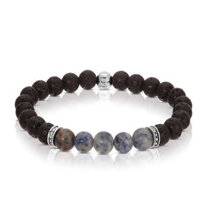 Bracelet - Black Lava Stone and Denim Sodalite
