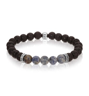 Bracelet - Black Lava Stone and Denim Sodalite
