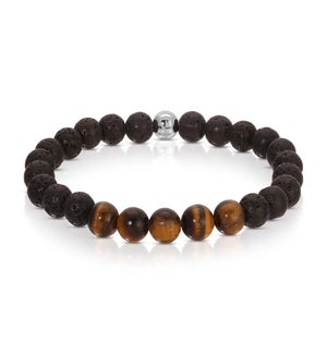 Bracelet - Black Lava Stone and Tiger Eye