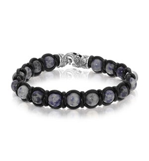 Bracelet - Denim Sodalite with Black Leather