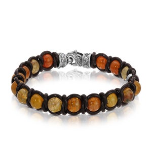 Bracelet - Dragon Vein Onyx with Black Leather