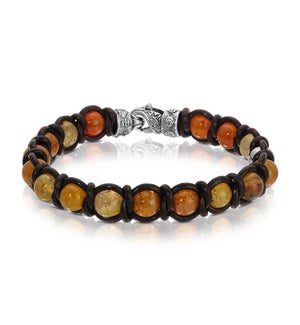 Bracelet - Dragon Vein Onyx with Black Leather