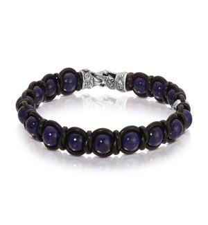Bracelet - Lapis with Black Leather