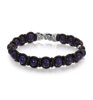Bracelet - Lapis with Black Leather