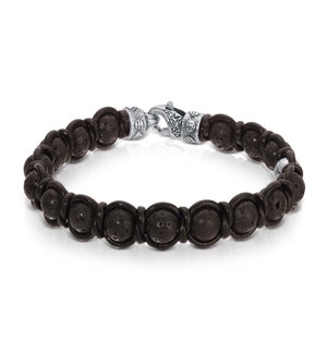 Bracelet - Lava Stone with Black Leather