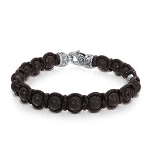 Bracelet - Lava Stone with Black Leather