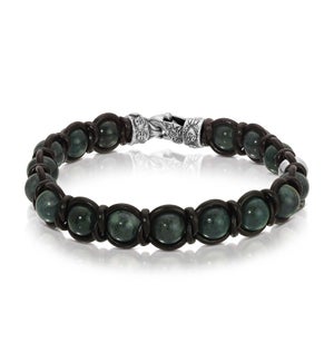 Bracelet - Moss Onyx with Black Leather