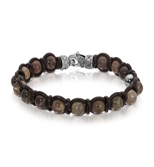 Bracelet - Rainbow Agate with Brown Leather