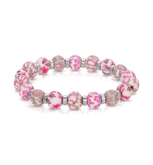 Pink Paisley - Clay Beaded Bracelet and silver