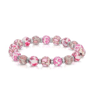 Pink Paisley - Clay Beaded Bracelet and silver