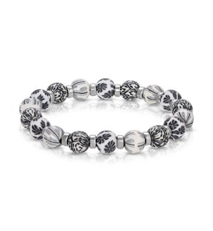 Black Paisley - Clay Beaded Bracelet and silver