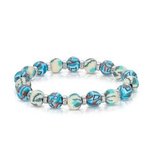 Peacock Mosaic - Clay Beaded Bracelet and silver