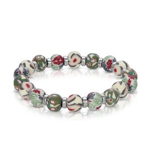 Green leaf - Clay Beaded Bracelet and silver