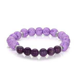Amethyst w/ Lavender Clay Beaded Bracelet