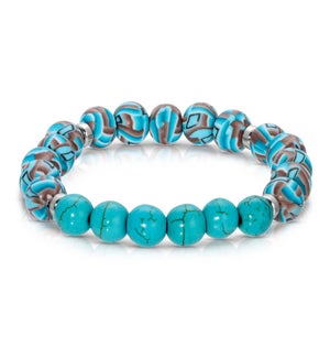 Turquoise w/ Turquoise and Tan Clay Beaded Bracelet