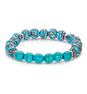 Turquoise w/ Turquoise and Tan Clay Beaded Bracelet