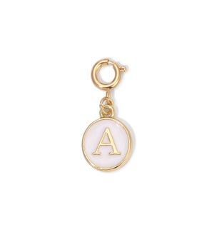 Charm - (A) White Enamel Initial (gold)