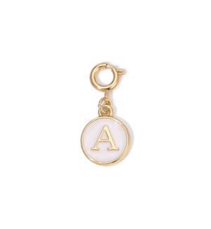 Charm - (A) White Enamel Initial (gold)
