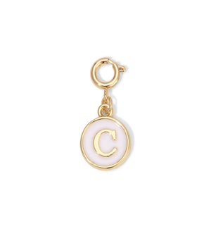Charm - (C) White Enamel Initial (gold)