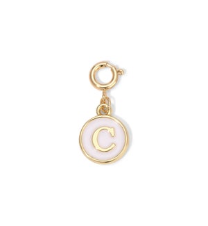 Charm - (C) White Enamel Initial (gold)