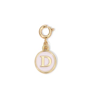 Charm - (D) White Enamel Initial (gold)
