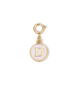 Charm - (D) White Enamel Initial (gold)