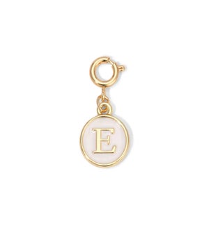 Charm - (E) White Enamel Initial (gold)