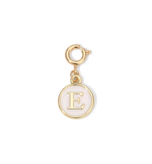 Charm - (E) White Enamel Initial (gold)