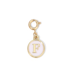 Charm - (F) White Enamel Initial (gold)