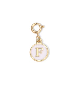 Charm - (F) White Enamel Initial (gold)