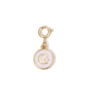 Charm - (G) White Enamel Initial (gold)