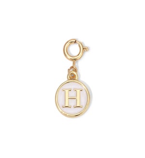 Charm - (H) White Enamel Initial (gold)