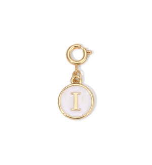 Charm - (I) White Enamel Initial (gold)