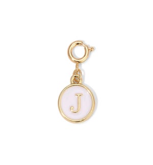 Charm - (J) White Enamel Initial (gold)