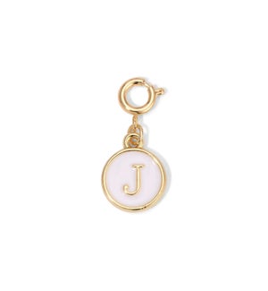 Charm - (J) White Enamel Initial (gold)