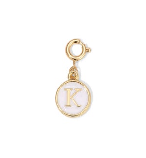 Charm - (K) White Enamel Initial (gold)
