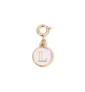Charm - (L) White Enamel Initial (gold)