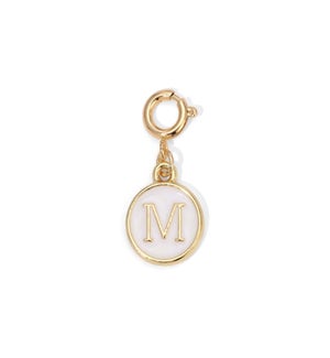 Charm - (M) White Enamel Initial (gold)