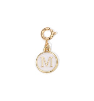 Charm - (M) White Enamel Initial (gold)