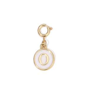 Charm - (O) White Enamel Initial (gold)