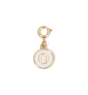 Charm - (O) White Enamel Initial (gold)