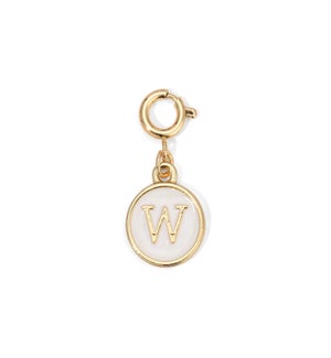 Charm - (W) White Enamel Initial (gold)
