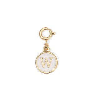 Charm - (W) White Enamel Initial (gold)