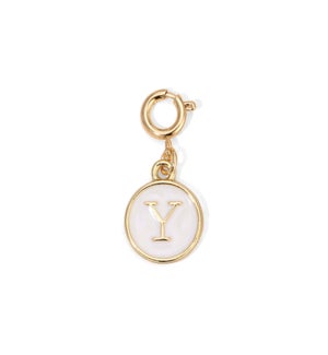 Charm - (Y) White Enamel Initial (gold)