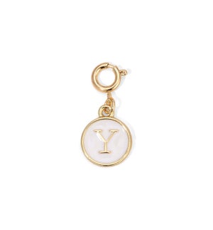Charm - (Y) White Enamel Initial (gold)