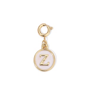 Charm - (Z) White Enamel Initial (gold)