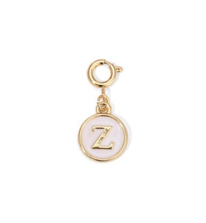 Charm - (Z) White Enamel Initial (gold)