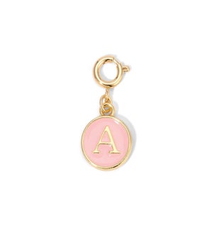 Charm - (A) Pink Enamel Initial (gold)