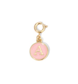 Charm - (A) Pink Enamel Initial (gold)